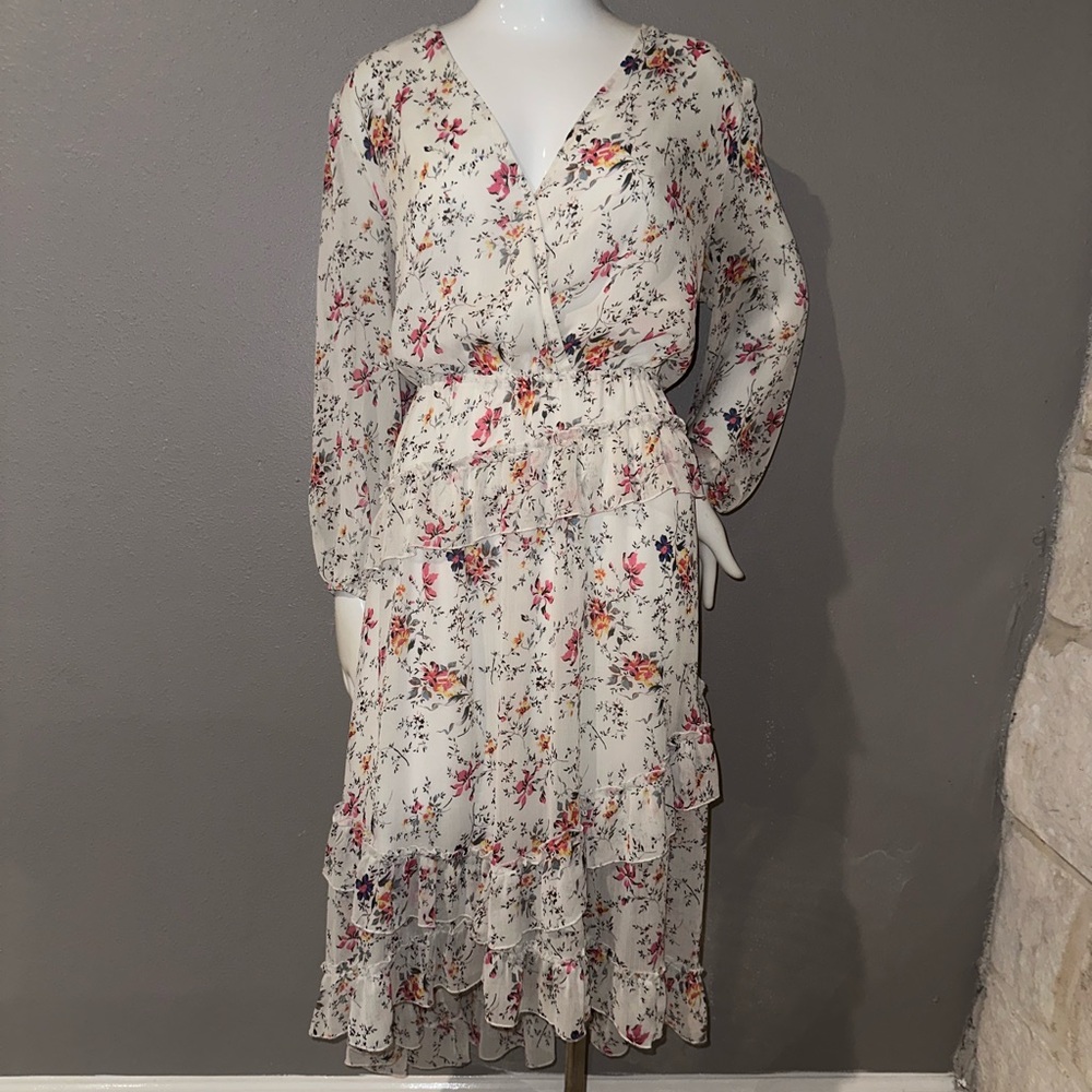 Eva Mendes for New York & Company Floral Print Long Sleeve Dress